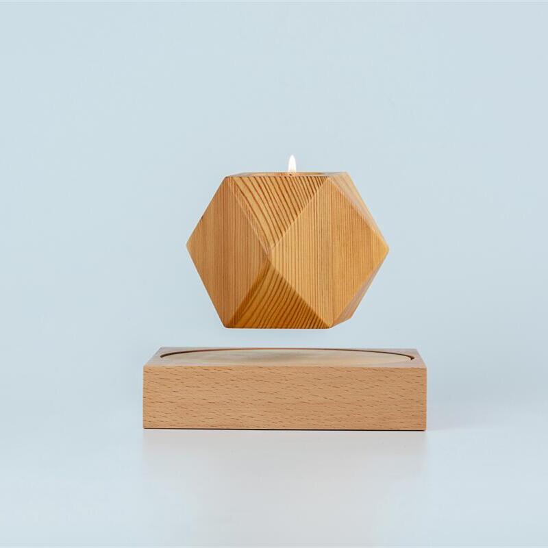 Magnetic Levitating Wood Polyhedron Candle Holder