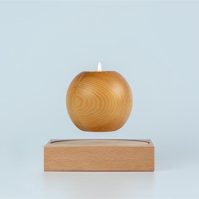 Magnetic Levitating Wood Sphere Candle Holder